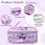 HASTHIP Cotton Insulated Bento Box Lunch Bag 11.4x8.3x3.9 in with Dual Handles | Purple for Kids and Adults