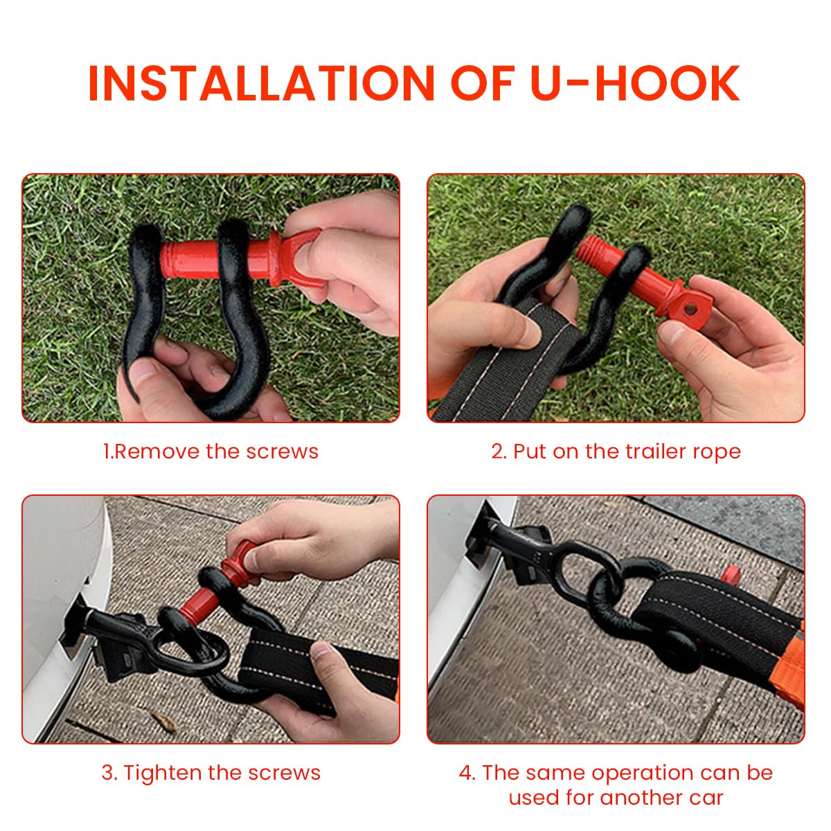 HASTHIP 17,000lb Tow Strap 16.4ft with 2 Shackles and Storage Bag