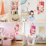 HASTHIP Hair Bows Holder for Girls with 16 Ribbons and 2 Detachable Snaps | Felt Wall Organizer