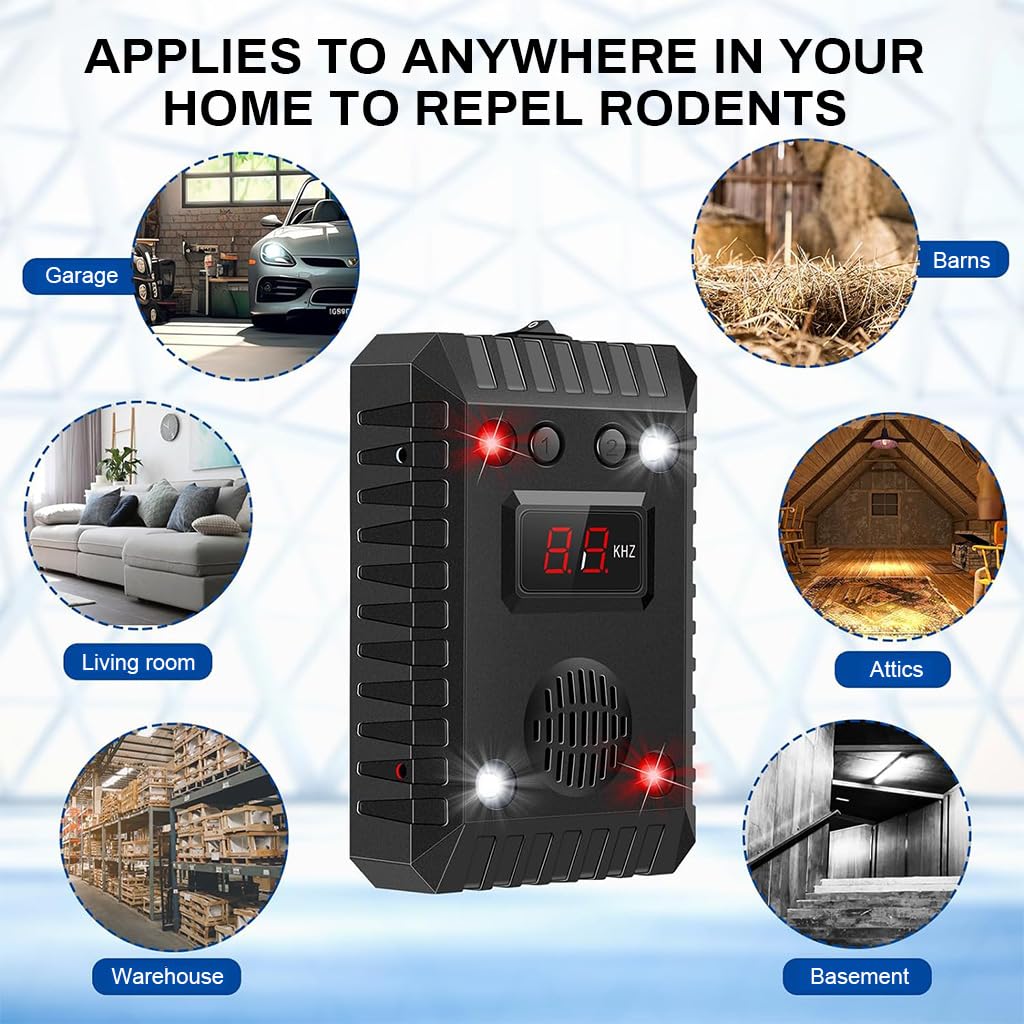 HASTHIP Ultrasonic Car Rat Repellent for Vehicles and Home with Dual Power Supply 2PCS | Featuring Flash LED Strobe and Smart Vibration Sensor