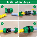HASTHIP 2Pcs Garden Hose Pipe Connector for Gardening with 1/2 in Quick Fit ABS Adapter Set | Leakproof Watering Accessory