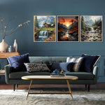 HASTHIP® 4pcs DIY Diamond Art Painting Kit 5D Diamond Art Painting Kit Hyper-Realistic Scenery Diamond Painting Wall Decor Beginners Diamond Art Painting Supplies DIY Home Gift, 11.8 x 11.8 Inch