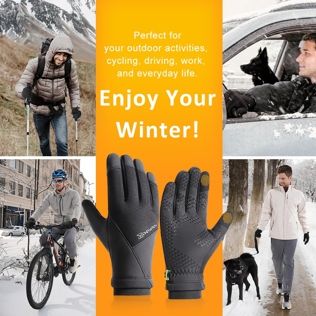 HASTHIP® Winter Riding Gloves Outdoor Thermal Gloves with Touch Screen Finger Tips