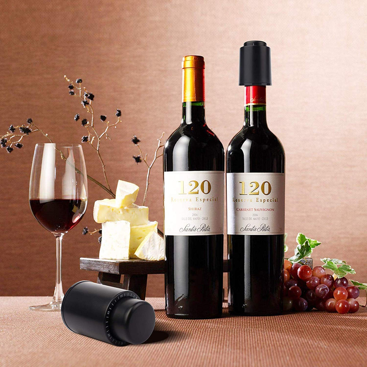 HASTHIP Vacuum Wine Bottle Stopper Set for Fresh Wine with Date Record | 6PCS Reusable Saver