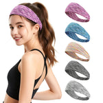 HASTHIP® Bandas Deportivas Antideslizantes para Hombre y Mujer - Diademas Elásticas Anchas Transpirables, Absorbentes de Sudor, Ideales para Correr, Yoga, Gimnasio, Fitness y Ciclismo - Pack de 5