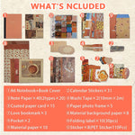 HASTHIP Scrapbook Stickers Supplies Kit for DIY Journals with 31 Sheets & 2 Washi Tapes | Vintage Aesthetic Album Set