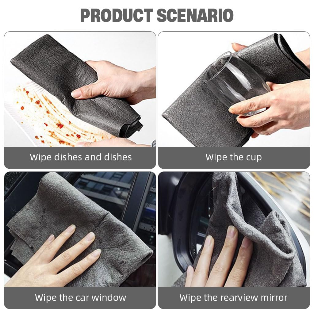 HASTHIP Magic Cleaning Cloth for Windows and Glass 5Pcs 30x30cm | Thickened Microfiber Grey