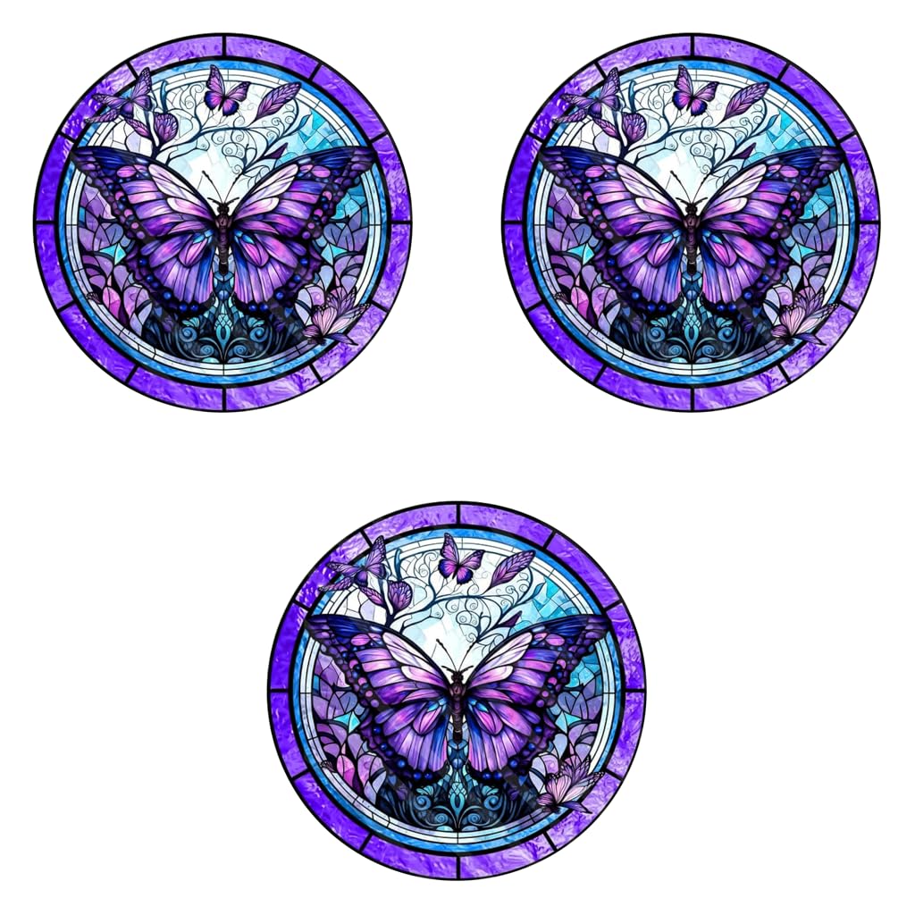 HASTHIP Butterfly 5D Diamond Painting Kit for DIY Home Wall Decor with Tools Blue Purple 14x14 in 3 pcs