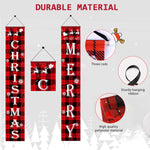 HASTHIP Christmas Decorations Outdoor Yard Porch Sign Set with 1.8m x 30cm Banners | Red Black Buffalo Plaid Merry Xmas Door Decor