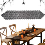 HASTHIP Halloween Table Runner 18x72 in for Party Decor featuring Black Lace Cobweb Design