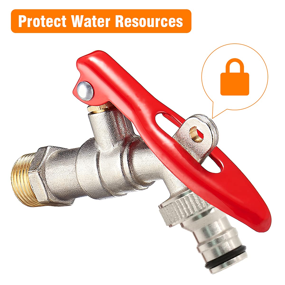 HASTHIP Tap with Lock for Outdoor Garden Use featuring 1/2 Thread Brass Body | 3 PCS Set