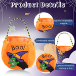 4Pcs Halloween Candy Basket Halloween Trick or Treat Candy Storage Bag for Kids Velvet Fabric Candy Handbag Treats Bag Halloween Kids Treat Snacks Storage Bag Halloween Home Decoration