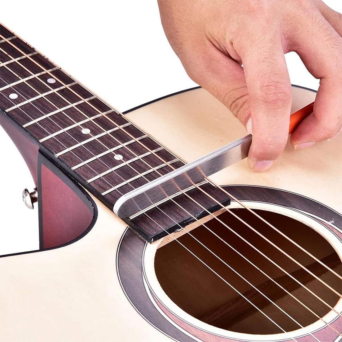 HASTHIP Fret End File for Guitar Repair with 7.2 in Anti Slip Handle and 2 Fret Guards | Stainless Steel Tool for Electric and Acoustic Guitars