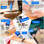 HASTHIP® Mini taladro eléctrico para tallado, manualidades y bricolaje, herramienta rotativa inalámbrica con ajuste continuo y 105 accesorios para madera, resina y joyería