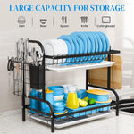 HASTHIP Dish Drying Rack for Kitchen with Double Layer Design and Removable Tray 43x23.5x39cm