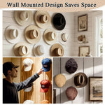 HASTHIP® 8Pcs Wall Coat Hanging Hooks Hat Display Organizer Racks Pre-punched Design, Multipurpose Minimalist Wall Storage Hooks for Hat, Clothes, Bag, with Screw Packs