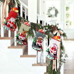 HASTHIP Set of 4 Christmas Decorations Stocking, 10 inch Linen Christmas Gift Stocking, Hanging Christmas Stockings Set Christmas Stocking Christmas Stocking for Window, Christmas Socks