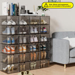 4 Packs Shoe Box Plastic Shoe Storage Separate Shoe Box with Magnet Door Stackable Shoe Organizer Universal Size Sneaker Shoe Box for Men Shoes Box for Women