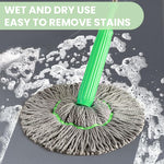 HASTHIP® Cloth Mop- Push-Pull Sleeve Wring Mop with 2 Spare Heads, Absorbent Bamboo Fiber Strip Cloth Mop, Wet Use Floor Mop for Deep Cleaning, Self-Wringing Mop for Wooden Floor, Tile Flooring