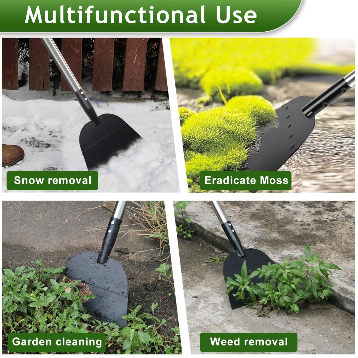 HASTHIP Garden Flat Head Shovel for Cleaning with 125 Long Handle and Steel Blade | Weed Remover Tool