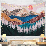 HASTHIP Sunset Forest Tree Mountain Tapestry for Bedroom 51x59 in featuring HD Printing | Polyester Wall Hanging Art