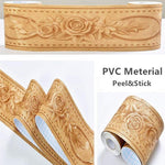 HASTHIP Peel and Stick Wall Border for Bathroom and Kitchen with 4 in x 16.4 ft PVC Trim | Removable Gold Floral Waterproof Design