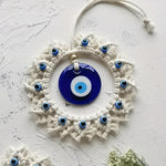 HASTHIP Evil Eye Hanging for Home Entrance featuring 17 in Macramé Ring & Blue Resin Charm