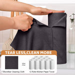 HASTHIP Microfiber Cleaning Cloth Roll 50 Pack 9.8 in Precut Wipes for Kitchen and Car | Reusable Polyester Non Scratch Towels