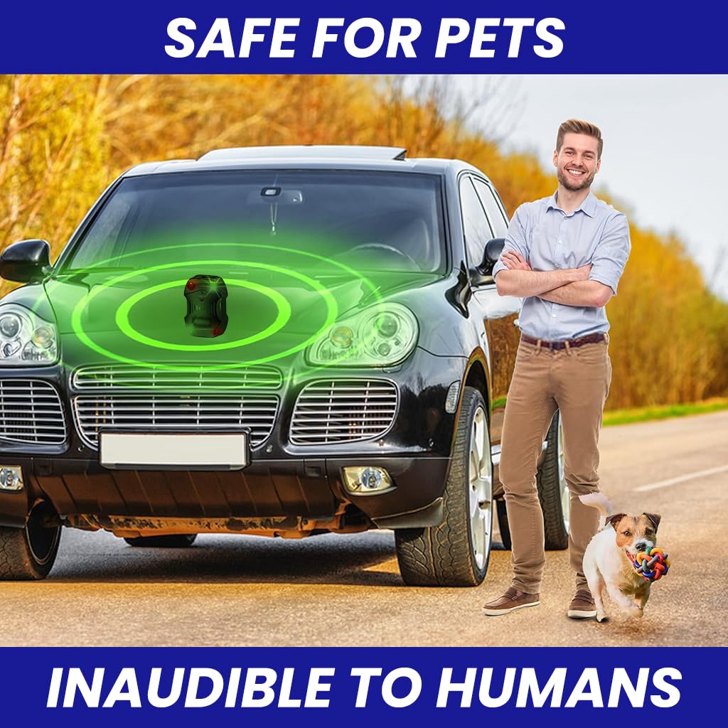 HASTHIP Car Rodent Repellent Device for Car and Home with 9–65Hz Ultrasonic Sound featuring Dual-Color Flash Light | Smart Motion Sensor Energy Saving