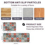 HASTHIP® 2 Pcs Kitchen Comfort Rugs Anti-Fatigue Floor Mat for Kitchen, Diatom Absorbent Standing Mat Soft & Quick-Dry, Retro Floral Mat for Kitchen, Entry, Bathroom, 120x40cm & 40x60cm