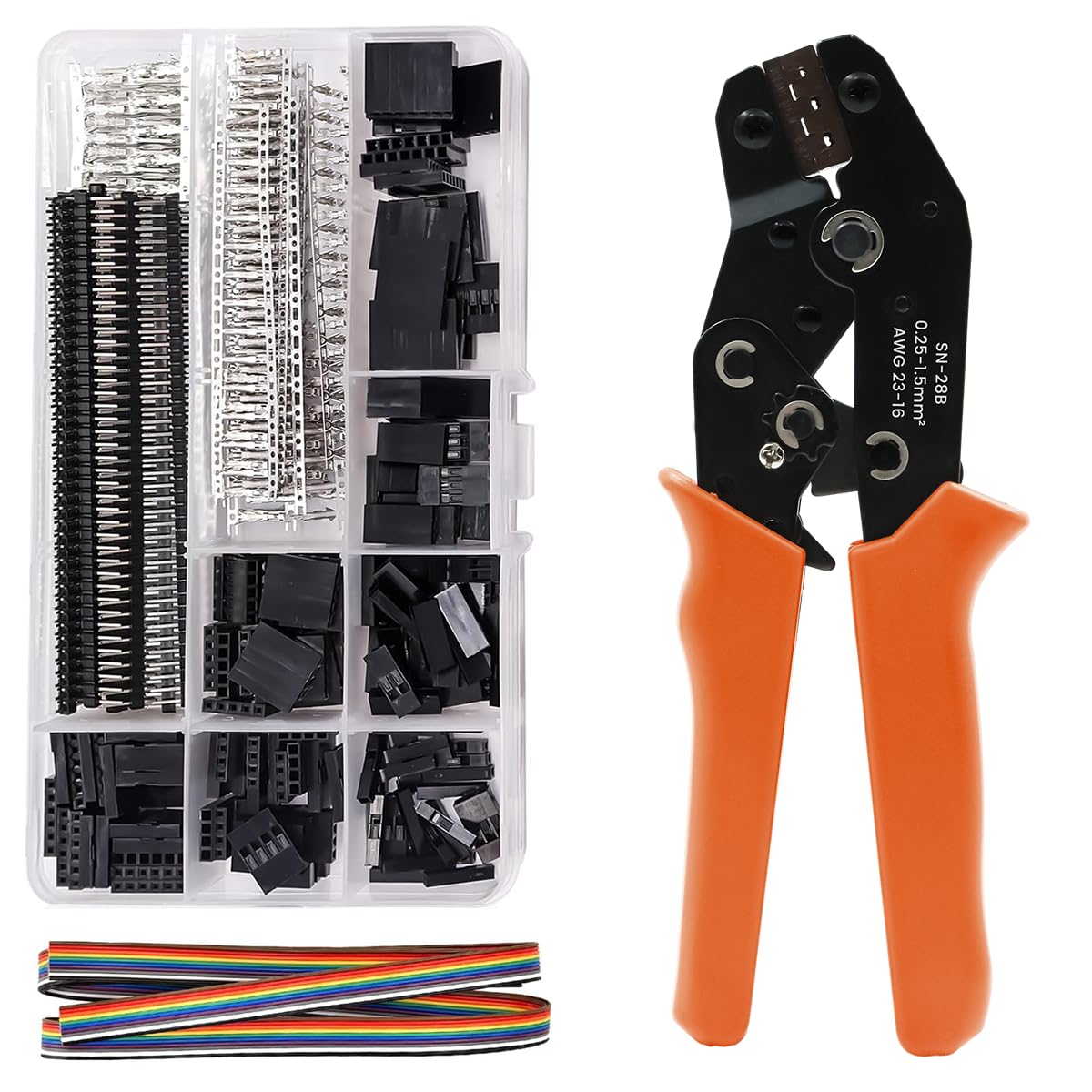 HASTHIP Wire Crimping Tool Set with 1550pcs Connectors featuring Ratchet Design and Ergonomic Handle