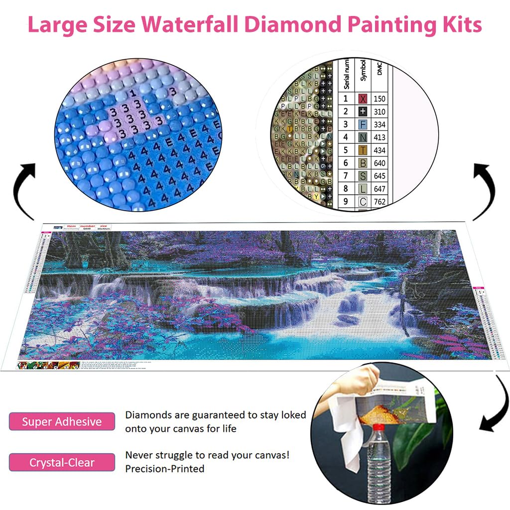 HASTHIP 5D Diamond Painting Kit for Adults with 27.5 x 15.7 in Waterfall Canvas | DIY Home Wall Art