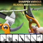 HASTHIP® Garden Tool Sharpener,Pocket Carbide Shear & Scissor Sharpener,Portable Knife & Pruner for Gardening Camping Outdoor Use