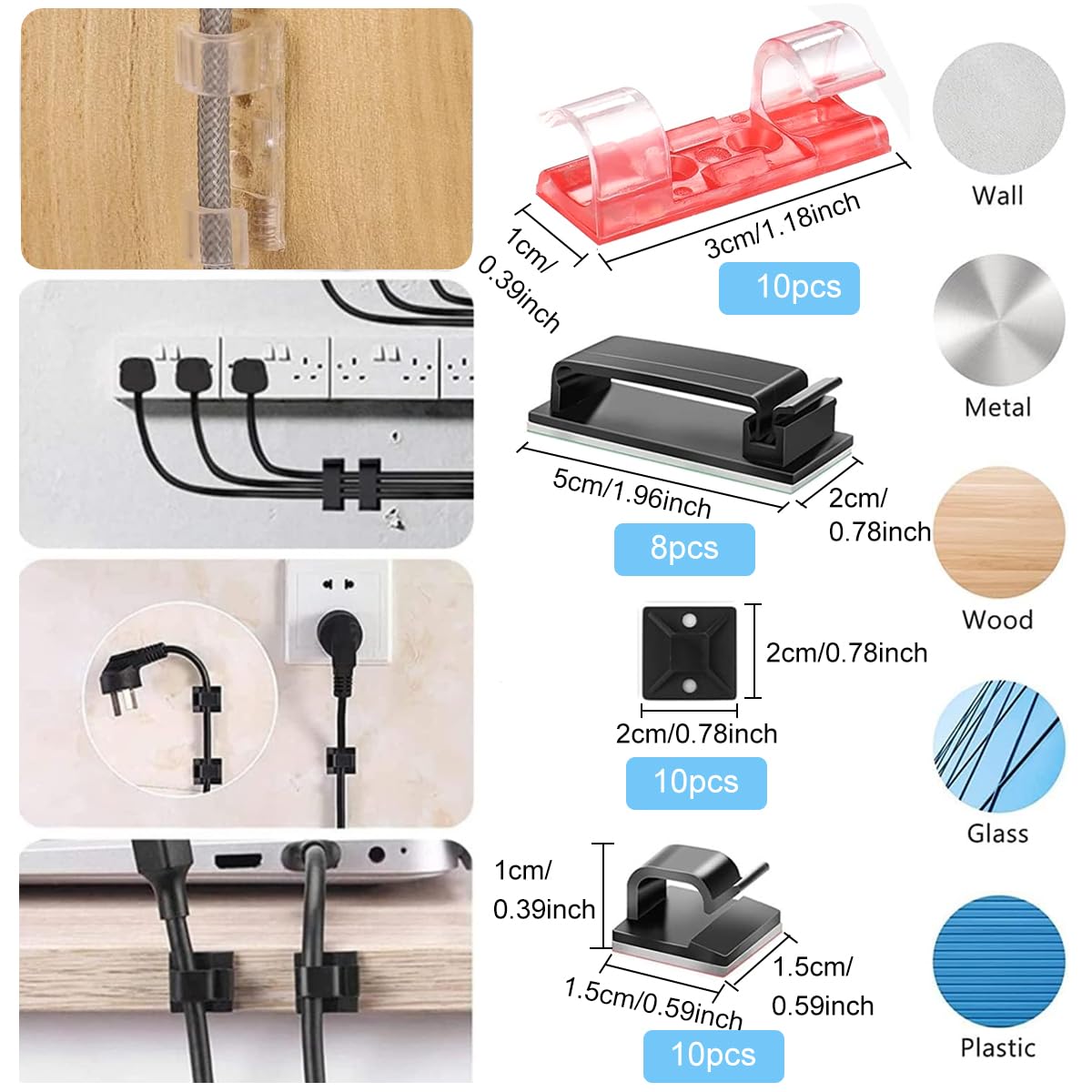 HASTHIP Cable Organizer Kit for Home and Office with 173 pcs and Self Adhesive Clips | PET Cable Sleeves and Ties