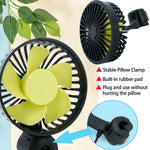 2 Pcs USB Fan with 3 Speed, Switch Controller, USB fan for Baby, Back Seat Passengers for Car Back Seat, Rotatable USB Fan with USB Cable, Headrest Mounted 5V Mini Fan