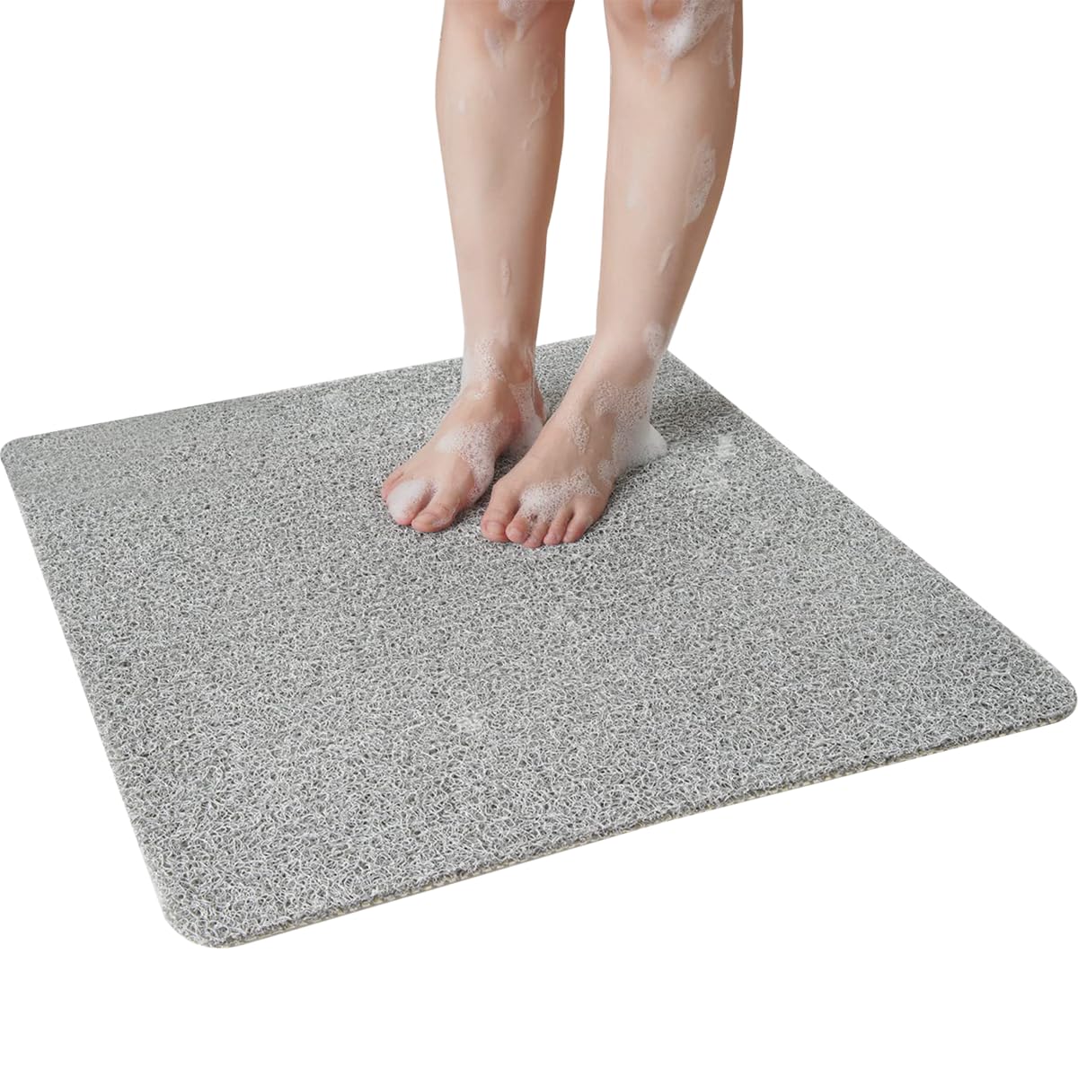 Non Slip Shower Mat, 23.6 x 23.6 inch Quick Drying PVC Loofah Bathmat, Easy Cleaning Shower Floor Mat for Shower, Tub, Bathroom, Wet Areas