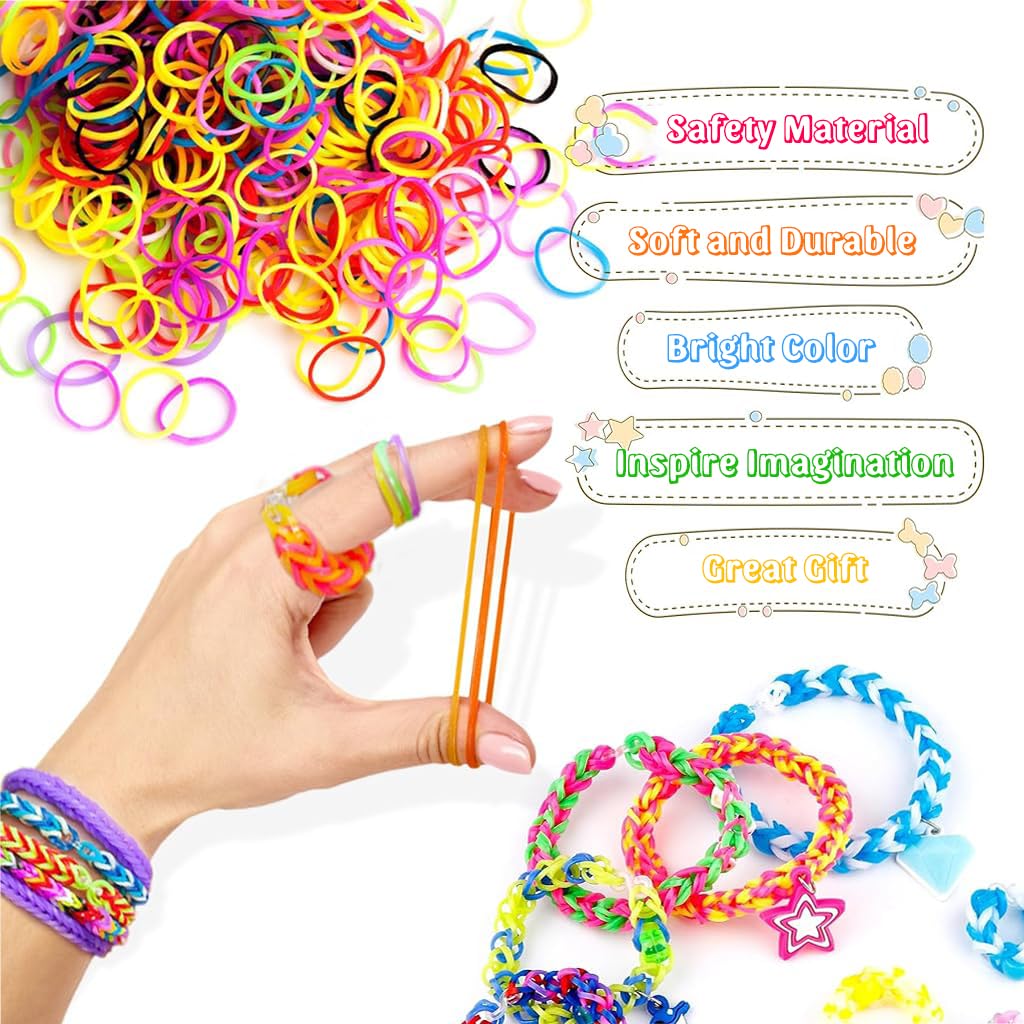 HASTHIP® Loom Bands Kit for Kids Girls,Rainbow Looms Rubber Band Craft Friendship Bracelet Making Loom Band Set With Braiding Tools,