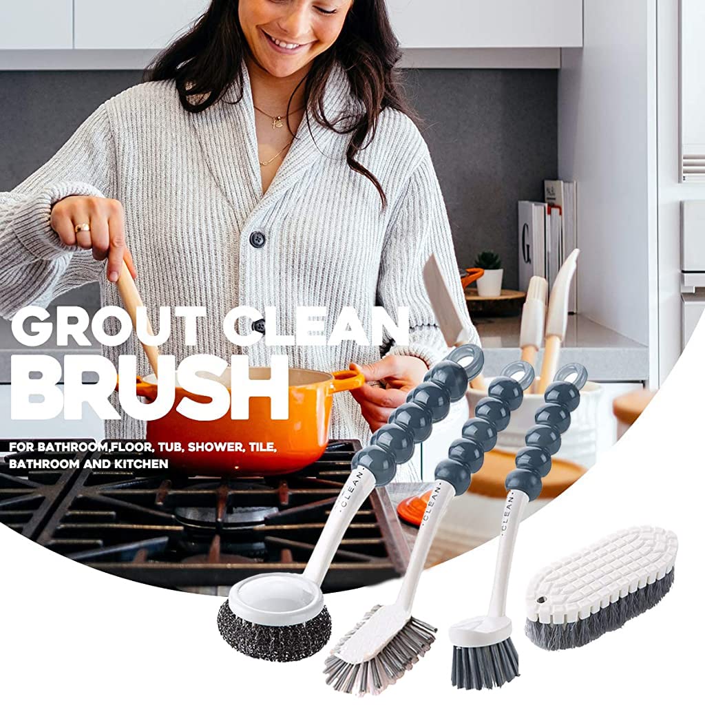 HASTHIP Bathroom Cleaning Brush Set for Kitchen and Floor with Hanging Design | Set of 4