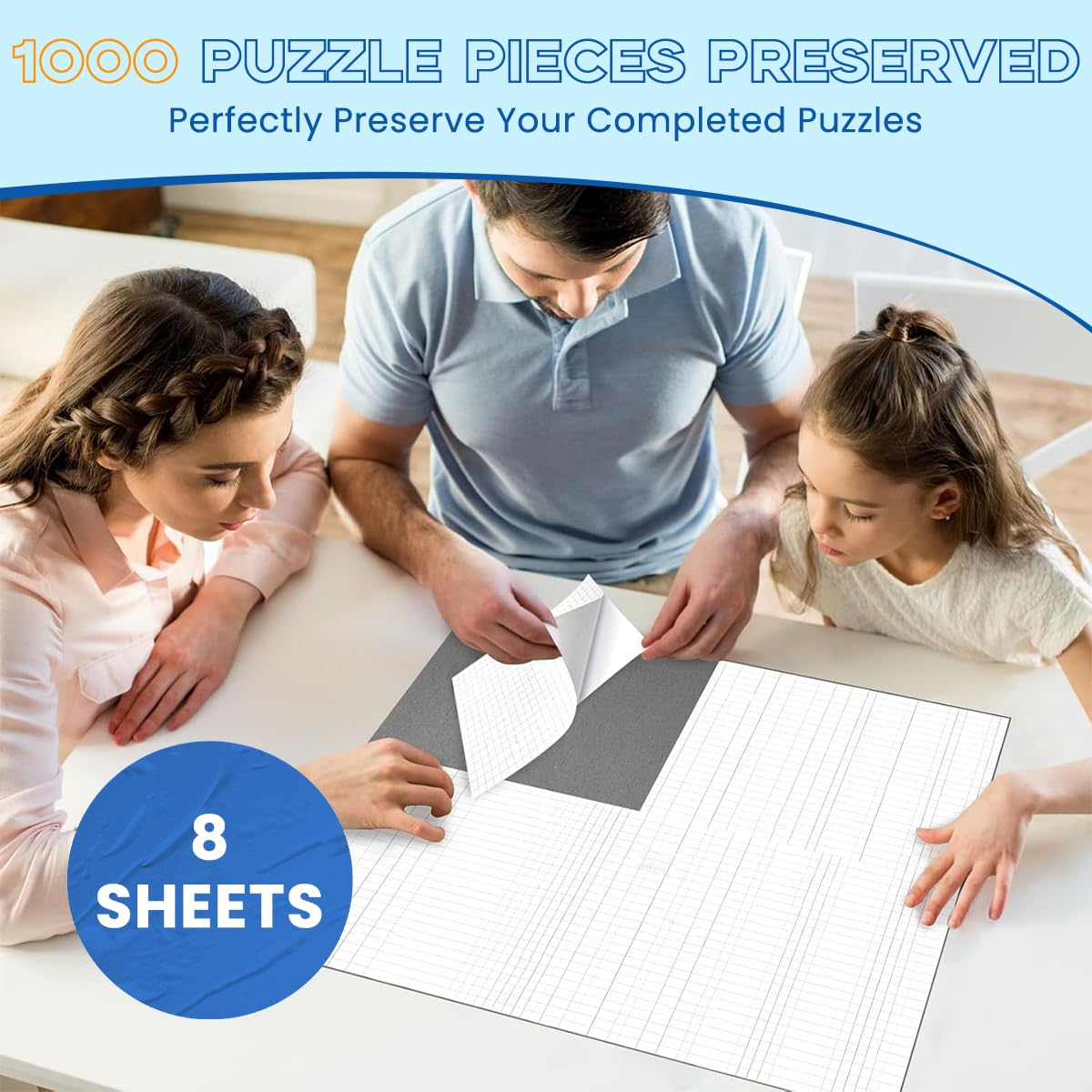 HASTHIP Puzzle Saver Sheets for 1000 Piece Puzzles with Self Adhesive 26x18cm | 8 Pack