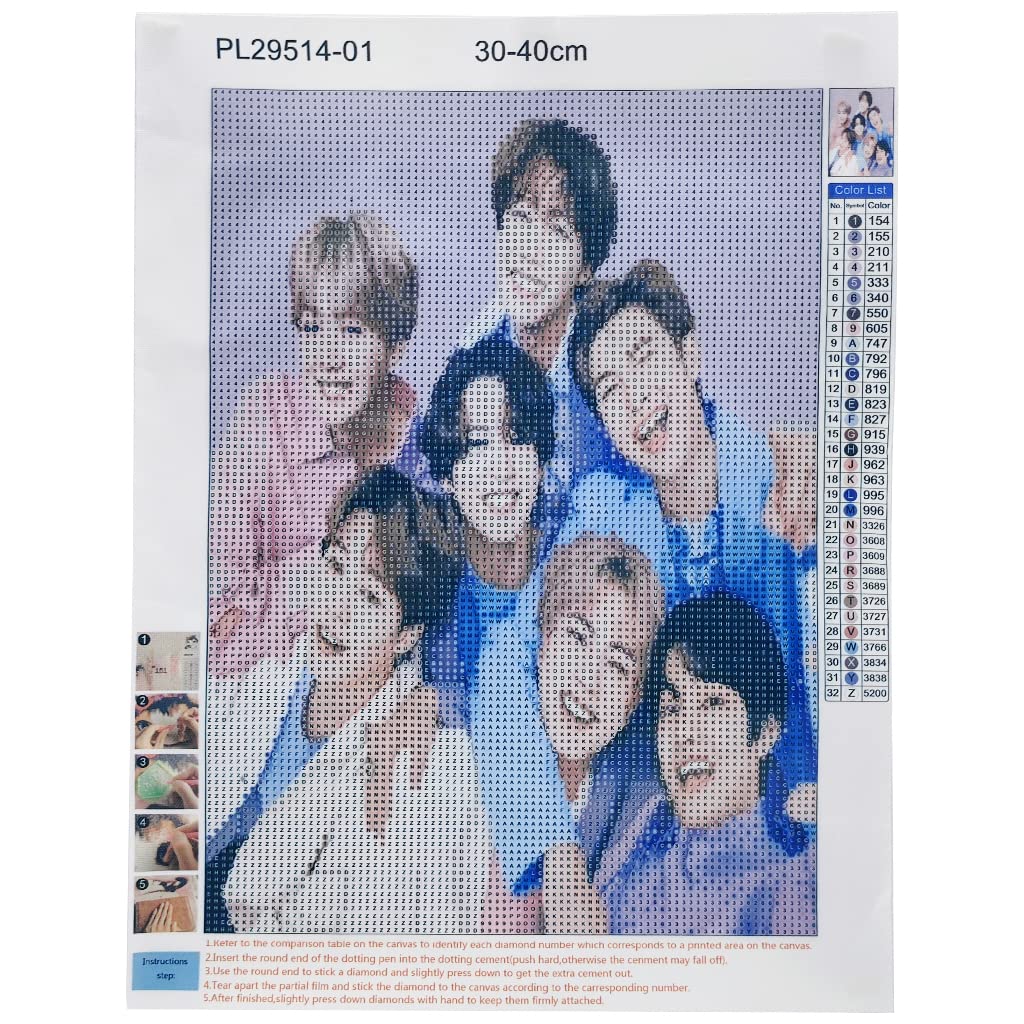 HASTHIP BTS 5D Diamond Painting Kit for Wall Decoration 11.8x15.7 in with Full Drill | Gift for Fans