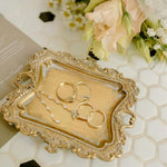 HASTHIP Jewelry Tray Organizer for Dresser featuring Embossed Resin Edge and Retro Metallic Finish 4.92x4.45 in