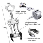 HASTHIP Wine Opener Gift Set for Home and Bar with 3 pcs Wing Corkscrew | Zinc Alloy Ergonomic Design