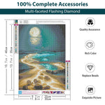 HASTHIP Diamond Painting Art Kit for Home Decor featuring Dreamy Beach Moonlit Night 12x16 in