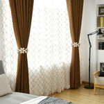 HASTHIP Curtain Tiebacks for Drapes with Pearl Flower Design and Elastic Cord | 2 Pack