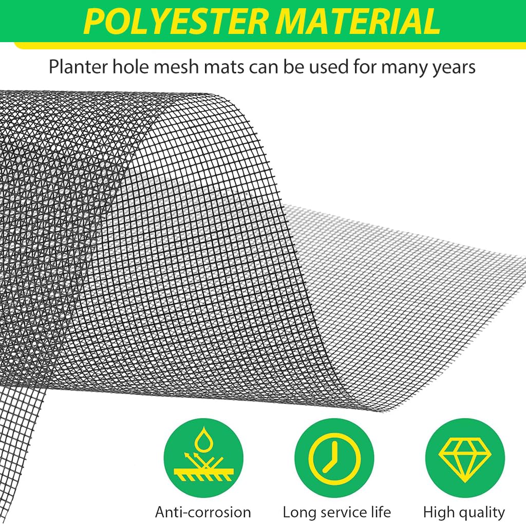 HASTHIP Flower Pot Hole Mesh Pad 5 pcs 7.8 x 11.8 in for Garden Drainage | Cuttable Glassfiber Liners Preventing Soil Loss