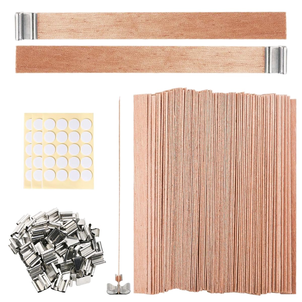 HASTHIP Candle Making Kit for DIY Projects with 50 Wooden Wicks and Wick Clips | Craft Gift