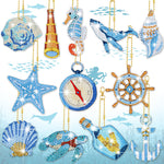 HASTHIP 12-Piece 5D Diamond Painting Keychain Kit with Acrylic Bases and Ocean Designs