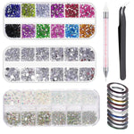 HASTHIP® Kit de Arte de Uñas con Diamantes Imitación Multicolor,Herramientas Diseño Uñas con Pinceles,Pinzas y Lápiz Pickup Decoración Brillante para Manicura DIY Acrílica y Gel
