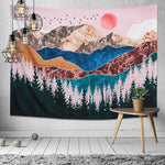 HASTHIP Sunset Forest Tree Mountain Tapestry for Bedroom 51x59 in featuring HD Printing | Polyester Wall Hanging Art
