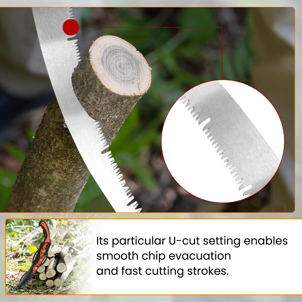 HASTHIP Pruning Saw for Wood and Tree Cutting featuring 19.6 in Curved Blade & Ergonomic Handle